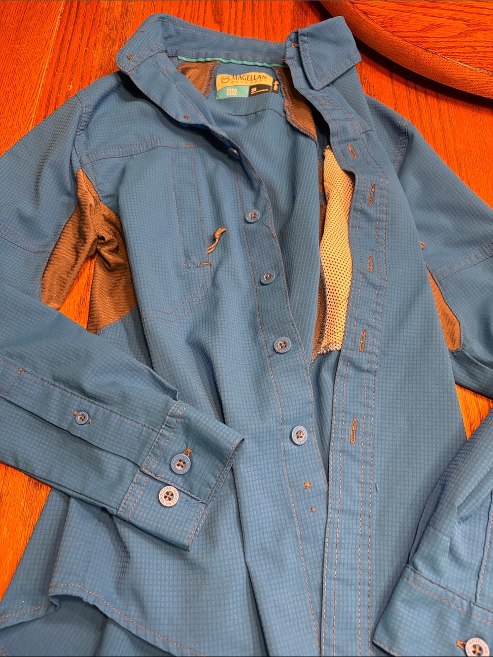 Magellan Outdoors Men's Teal Blue Long-Sleeve Button-Down Shirt